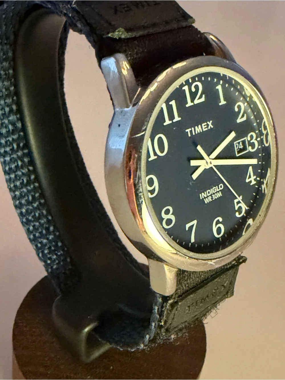 Timex Indiglo Blue Dial Date Watch with Blue NATO Strap - New Battery